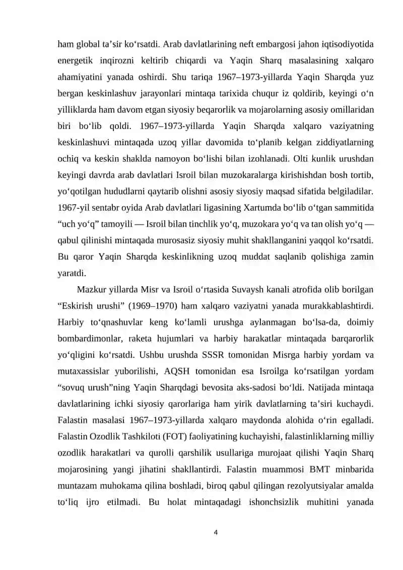 1967-1973–yillarda Yaqin Sharqda xalqaro vaziyatning keskinlashuvi 4