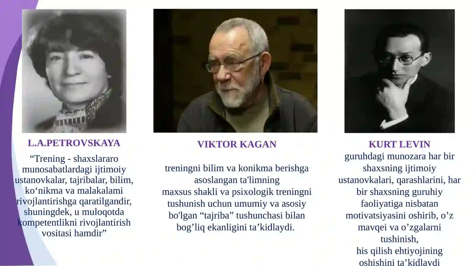 PSIXOLOGIK TRENINGLARNI TASHKILLASHTIRISH QONUNIYATLARI. PSIXOLOGIK TRENINGLARNING MAQSAD VA VAZIFALARI 4
