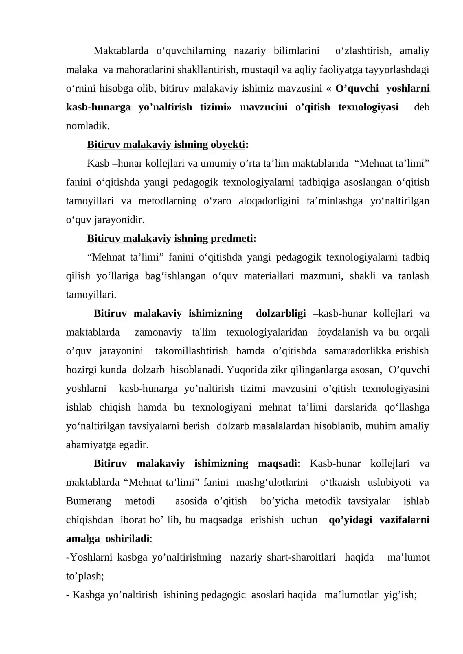 O’quvchi yoshlarni kasb-hunarga yo’naltirish tizimi MAVZUSINI O’QITISH TEXNOLOGIYASI (8-sinf misolida) 4