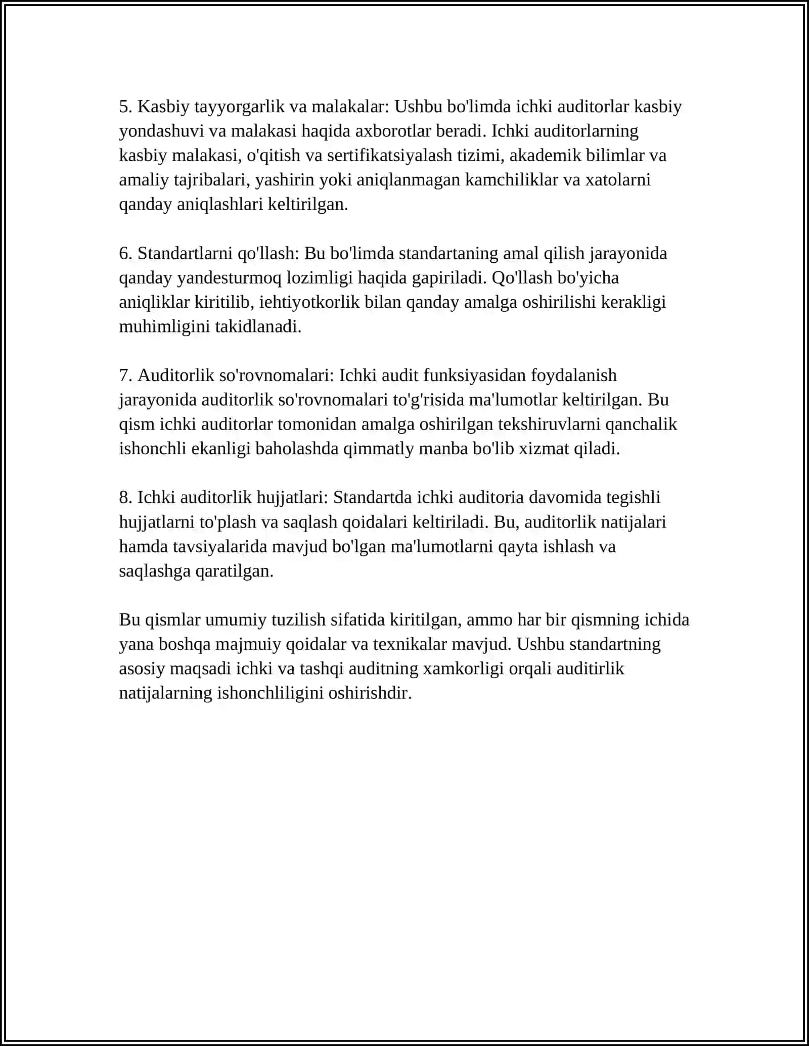 AUDITNING XALQARO STANDARTI 610 (YANGI TAXRIRDA) ICHKI AUDITORLAR ISHIDAN FOYDALANISH 4