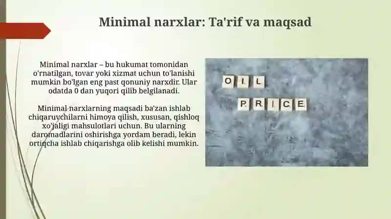 Maksimal va Minimal Narxlar 4