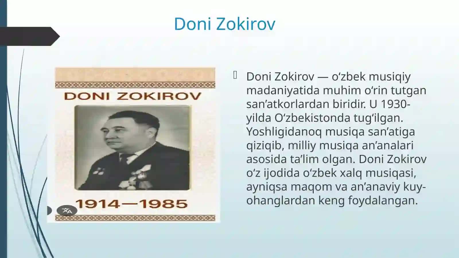 D.Zokirovning “Gulxan” asarini o’rgatish metodikasi 4