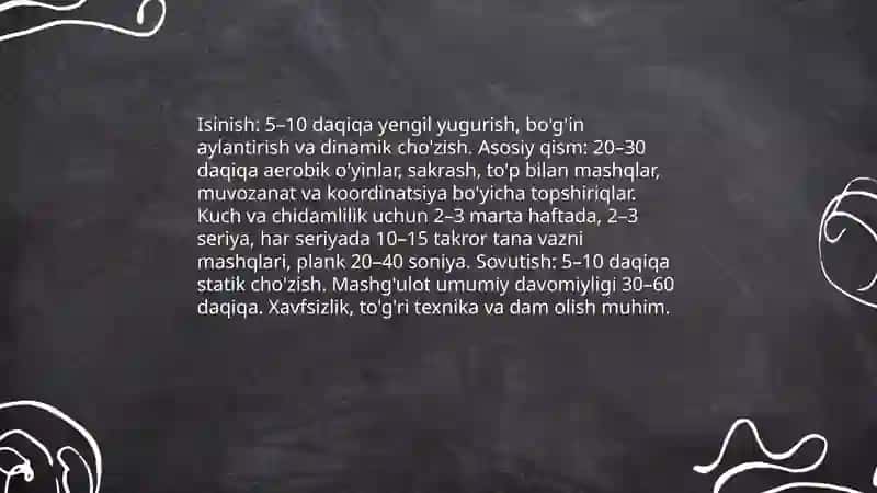 Jismoniy tarbiya Sobirova Irodaxon Ulugʻbek qizi 4