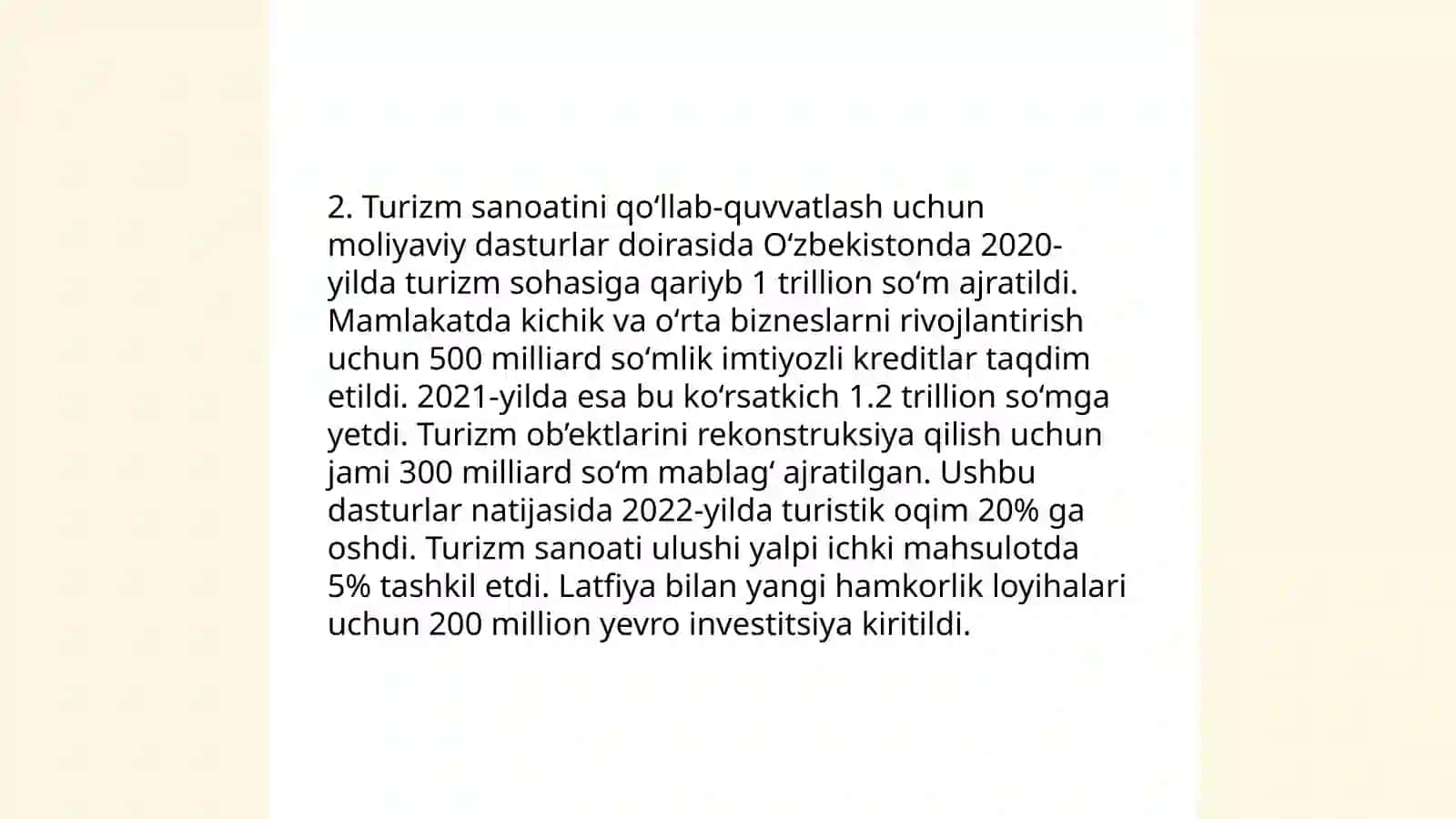 Oʻzbekiston Respublikasida turizmni rivojlantirish davlat strategiyasi 4