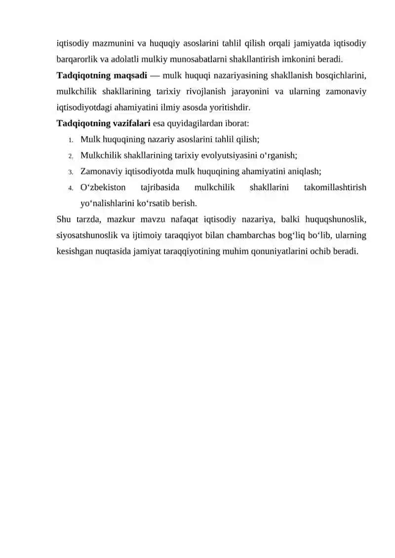 MULK HUQUQLARI NAZARIYASI VA MULKCHILIK SHAKILLARI RIVOJLANISHINING EVALUTSIYASI 4
