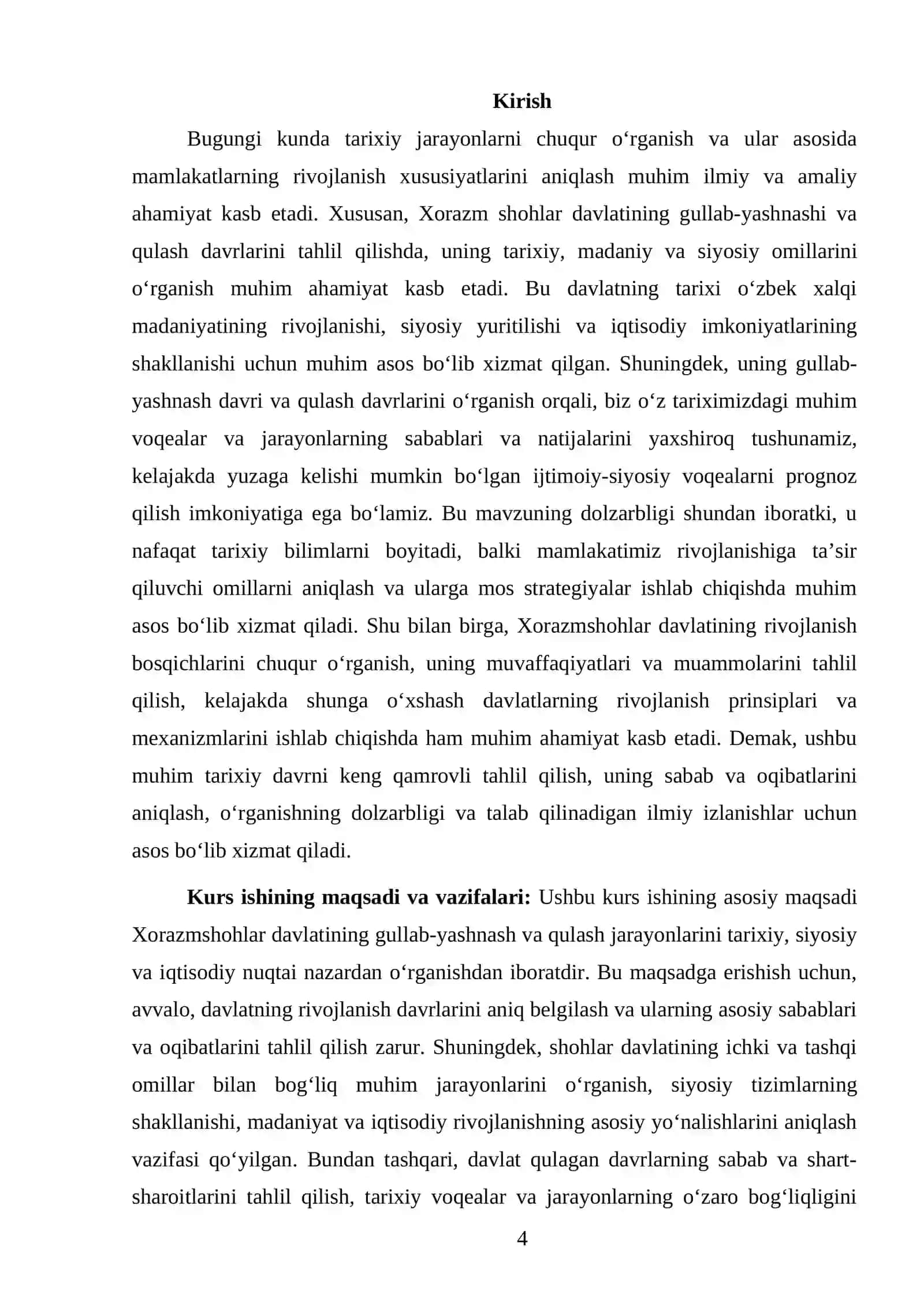 Xorazmshohlar davlatining gullab-yashnashi va qulash sabablari kurs ishi 4