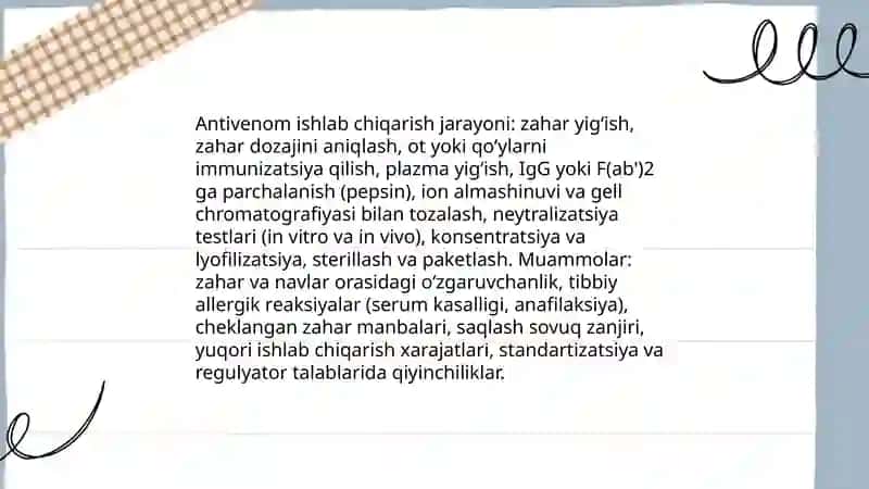 Zaharli hayvonlarning tibbiyotdagi ahamiyati 4