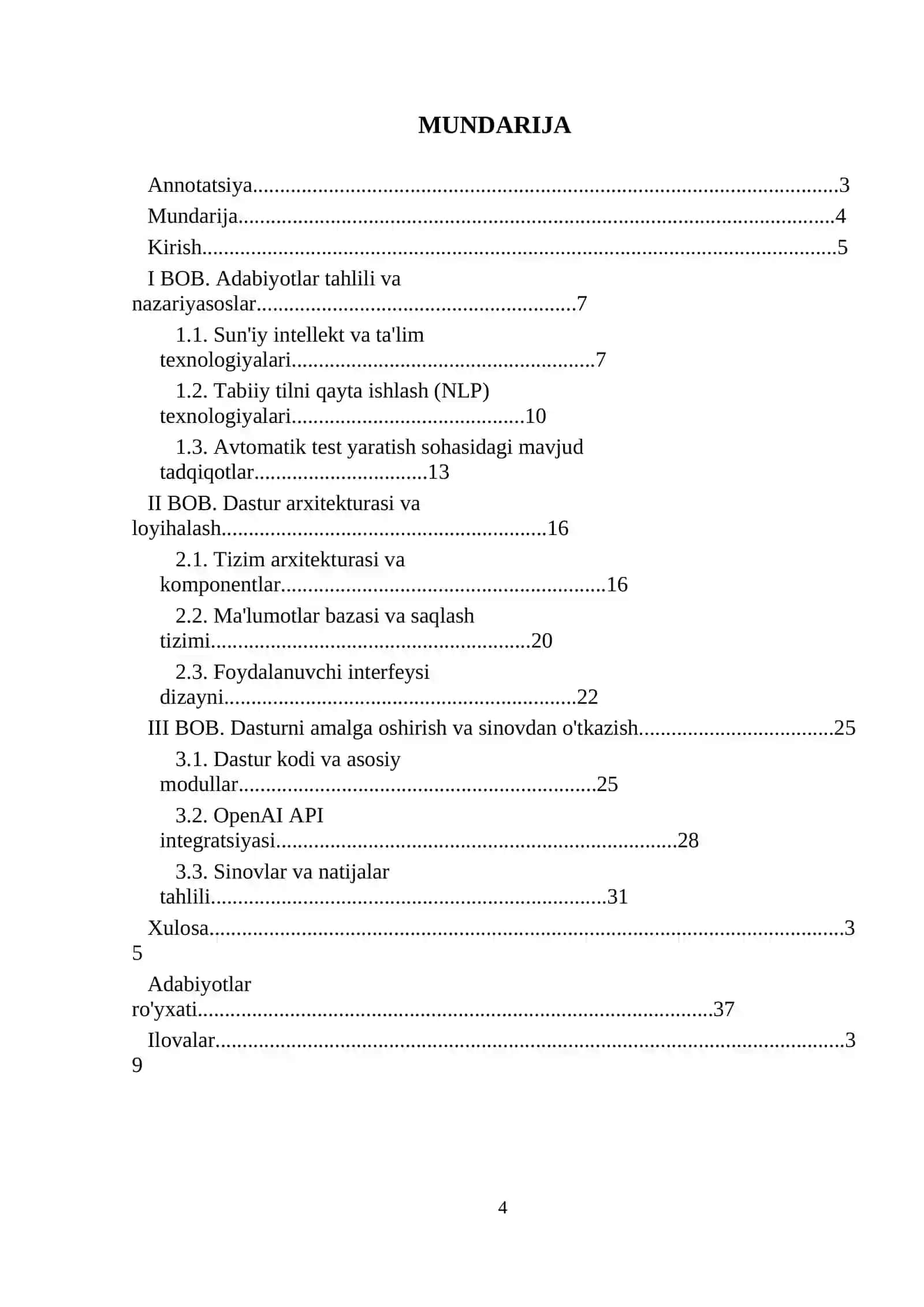 O'qituvchi uchun sun'iy intellekt yordamida avtomatik test yaratish dasturi 4
