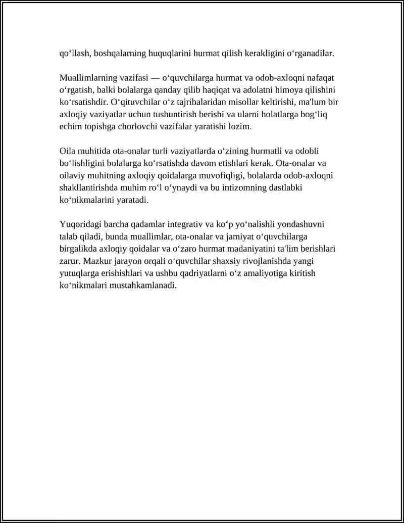 Oʻzaro hurmat va odob-axloqni shakllantirish 4