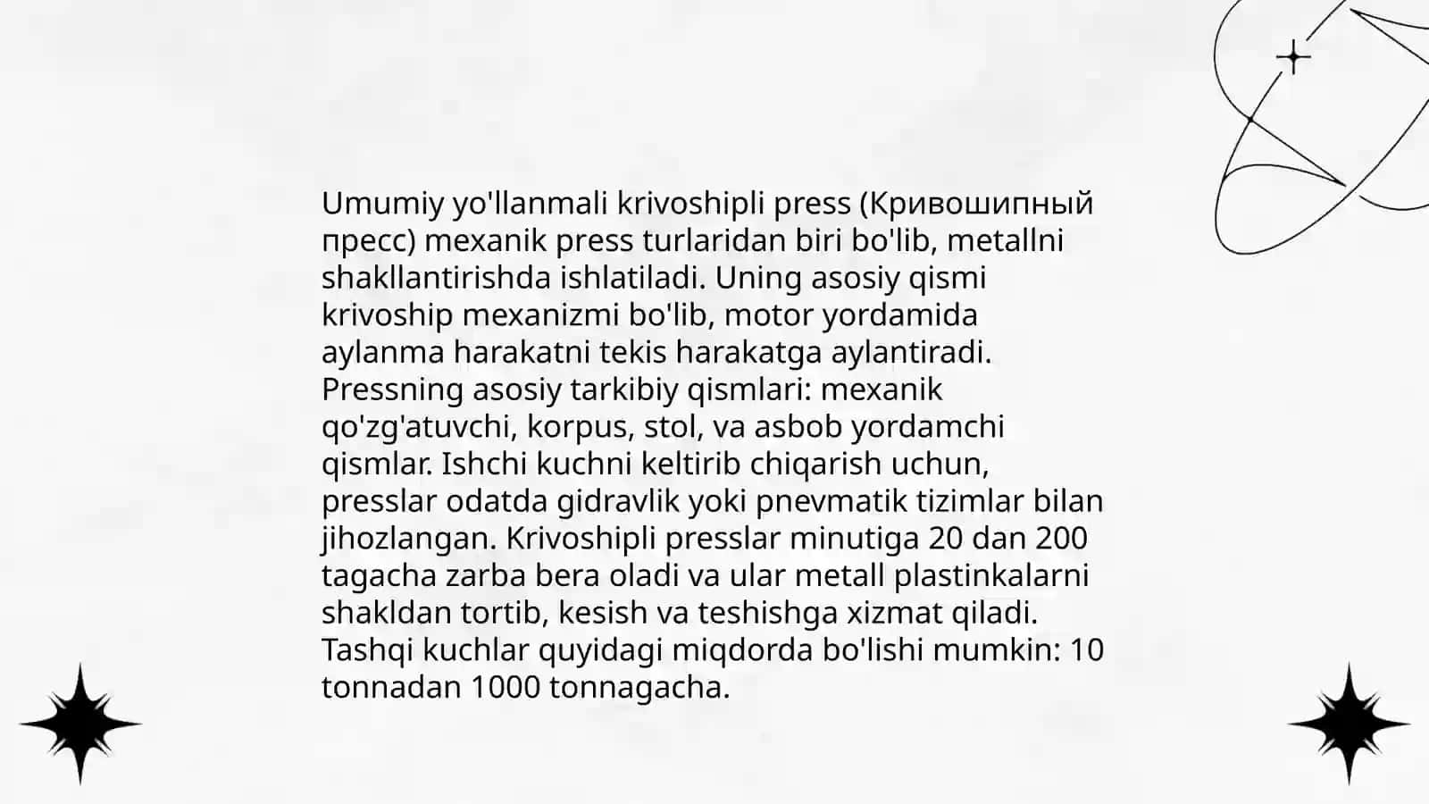 Umumiy yo'llanmali krivoshipli presslar 4