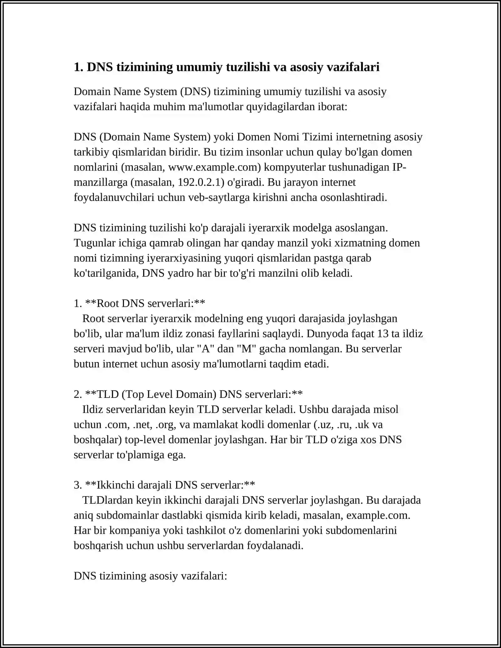 DNS TIZIMI VA DOMEN NOMLARI BILAN ISHLASH MEXANIZIMI 4