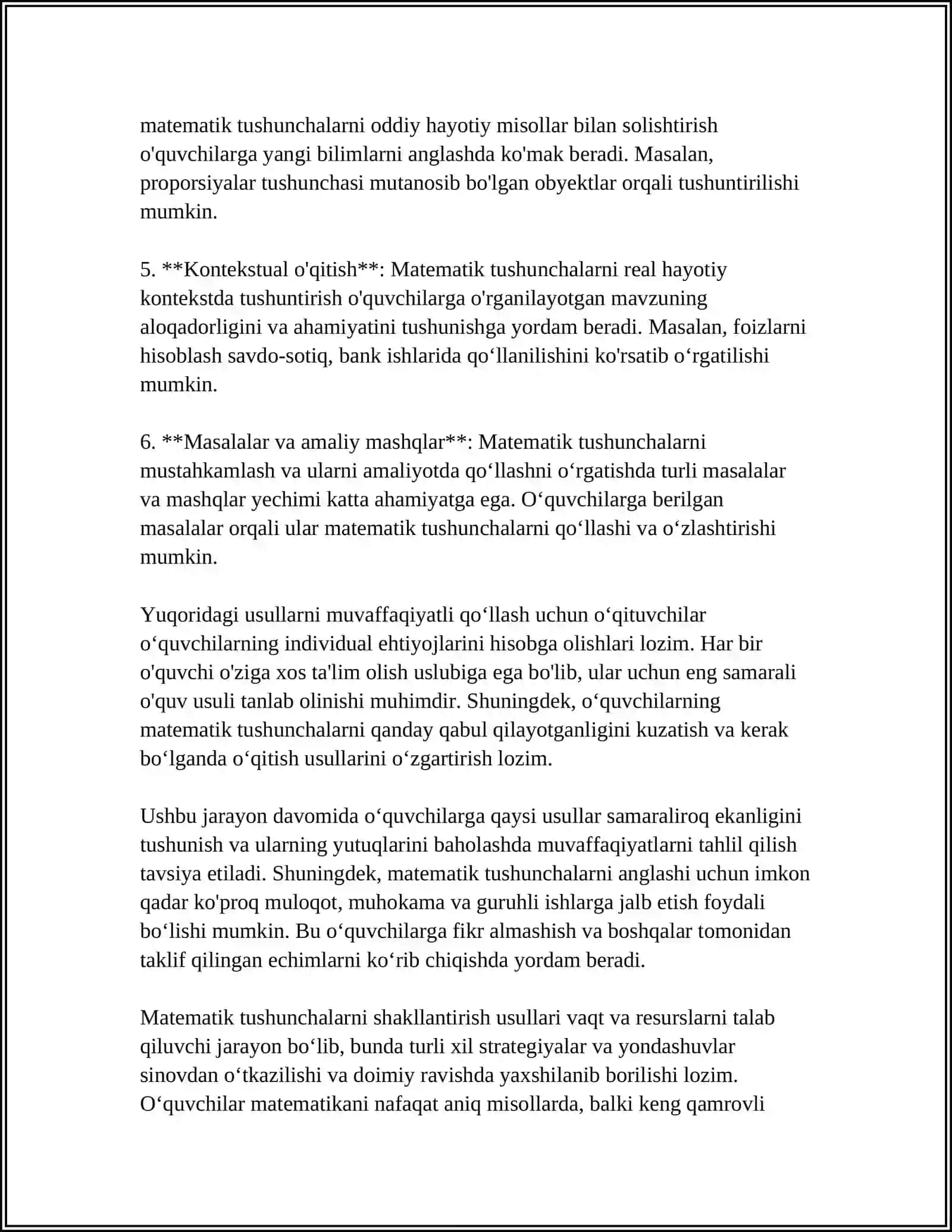 MATEMATIKA TO‘GARAKLARNI O‘TKAZISH METODIKASI (1-SINF MISOLIDA) 4