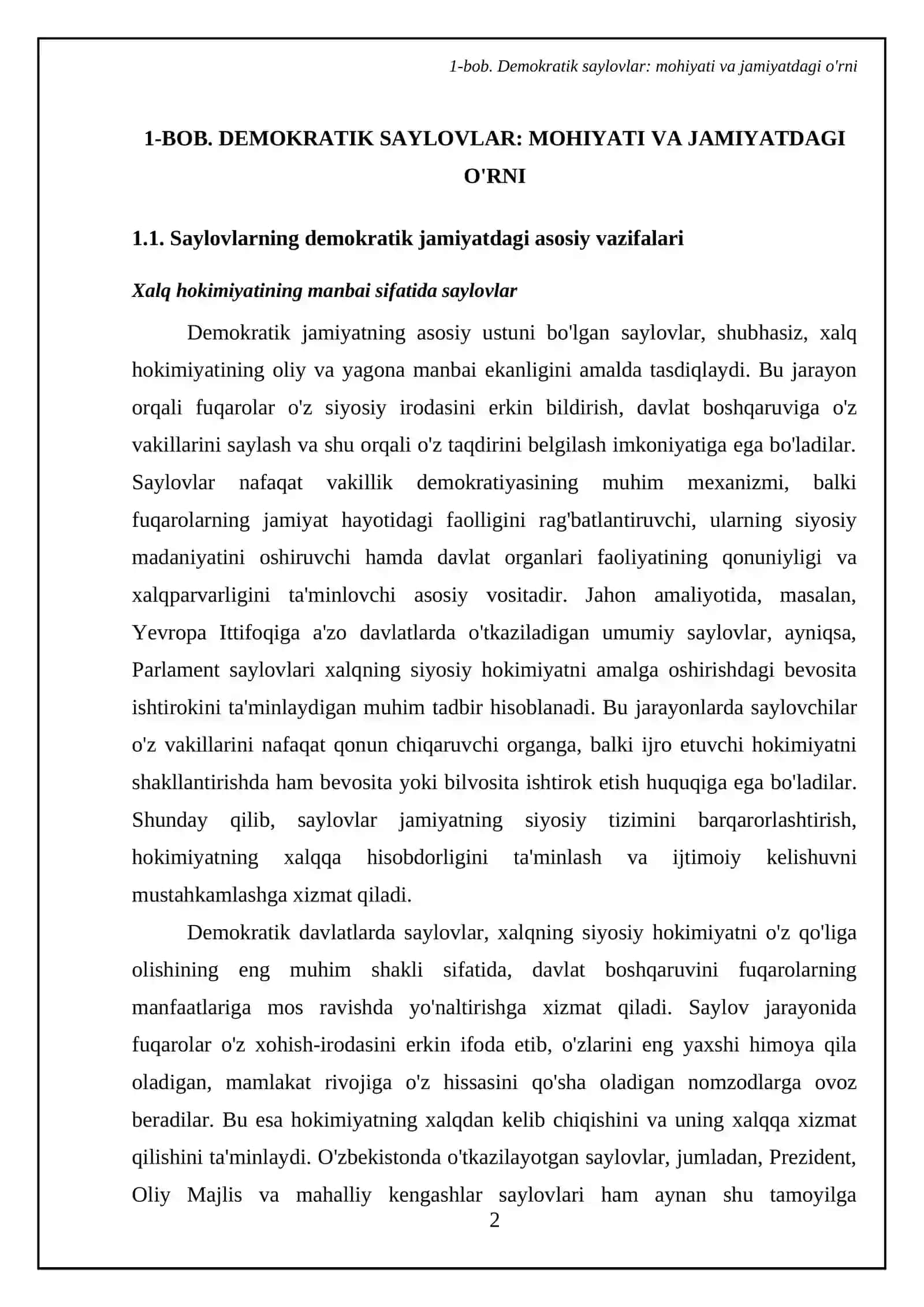 Demokratik jamiyatda saylovlarning vazifalari, asosiy tamoyillari 4
