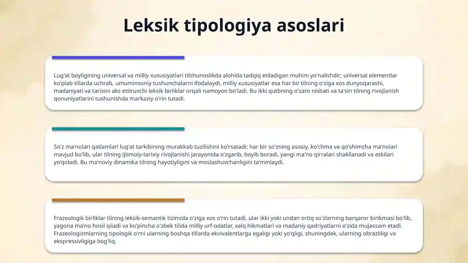 Oʻzbek va rus tillarida leksik tipologiya. Oʻzbek ingliz va rus tillarida kelishiklar 4