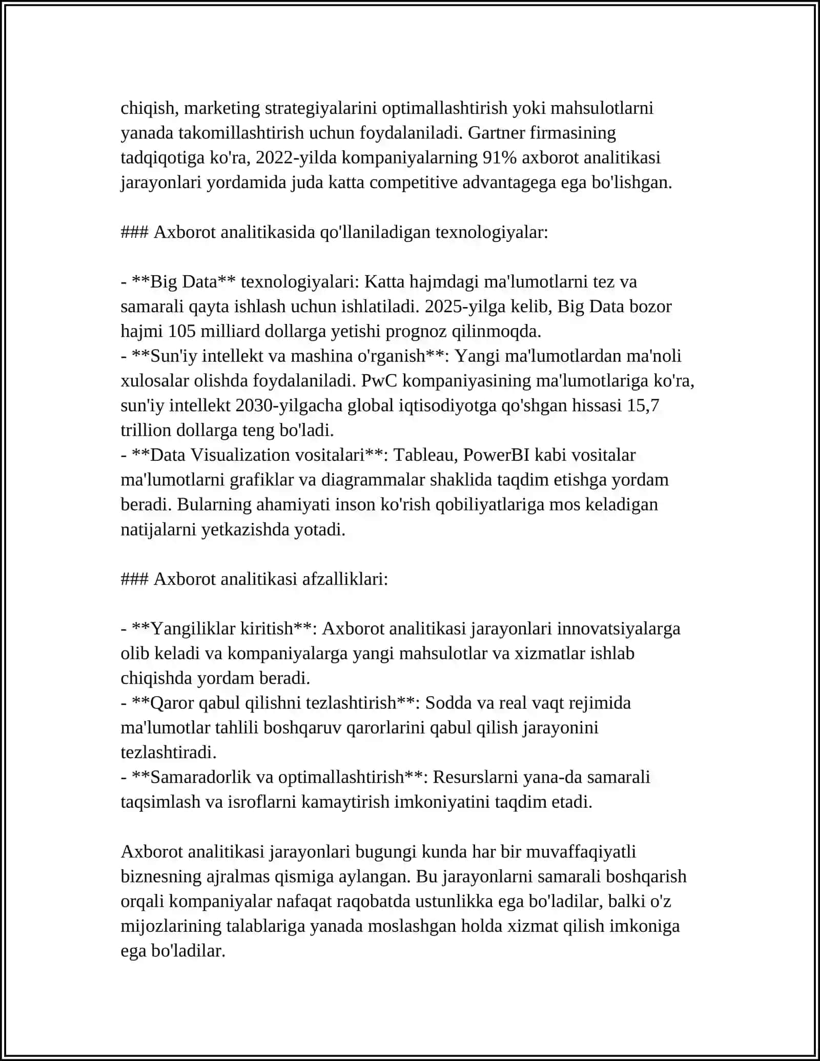 AXBOROT ANALITIKA VA QARORLAMI QABUL QILISHNI QULLAB GUVVATLOVCHI TIZIMLAR 4