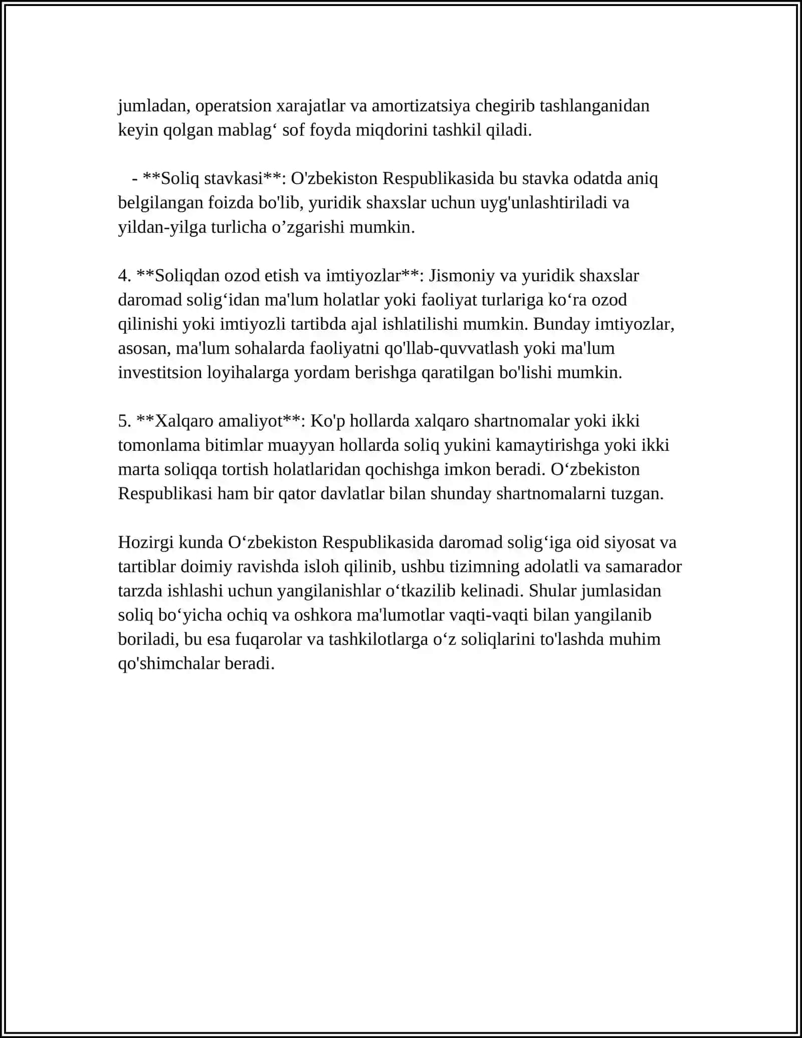 JISMONIY SHAXSLARDAN OLINADIGAN DAROMAD SOLIG‘INI HISOBLAB CHIQARISH, SOLIQ HISOBOTINI TAQDIM ETISH VA TO‘LASH TARTIBI 4