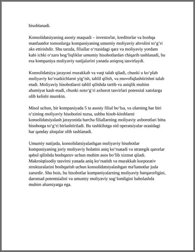 BANKLARDA KONSOLIDASIYALASHGAN HISOBOT 4