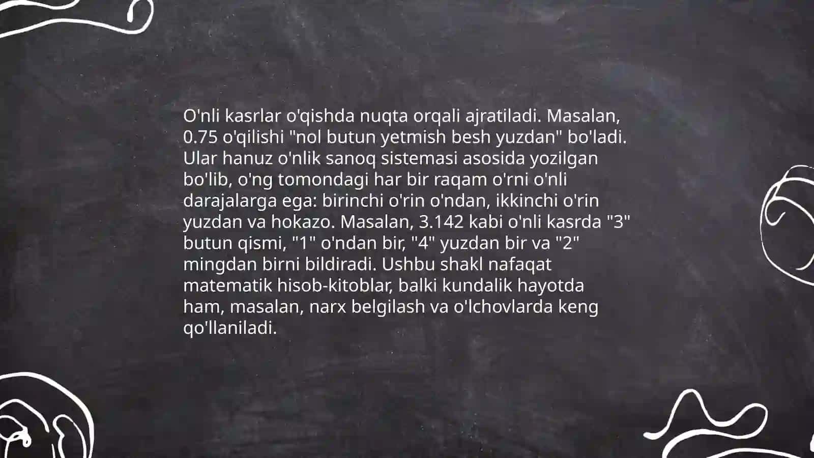 O'nli kasrlar va ular ustida arifmetik amallar 4
