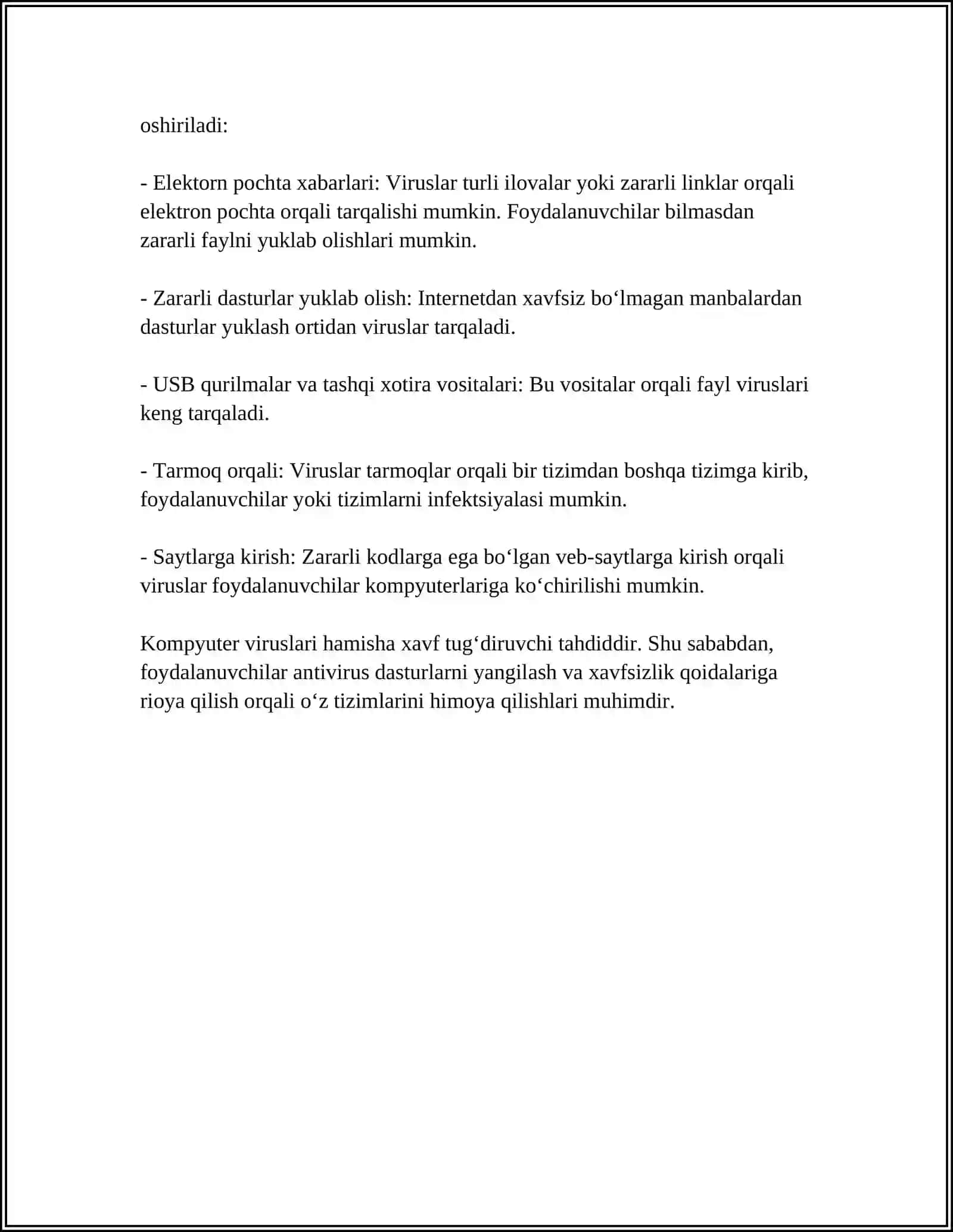 Kompyuter viruslarining turlari va tarqalish mexanizmlari 4