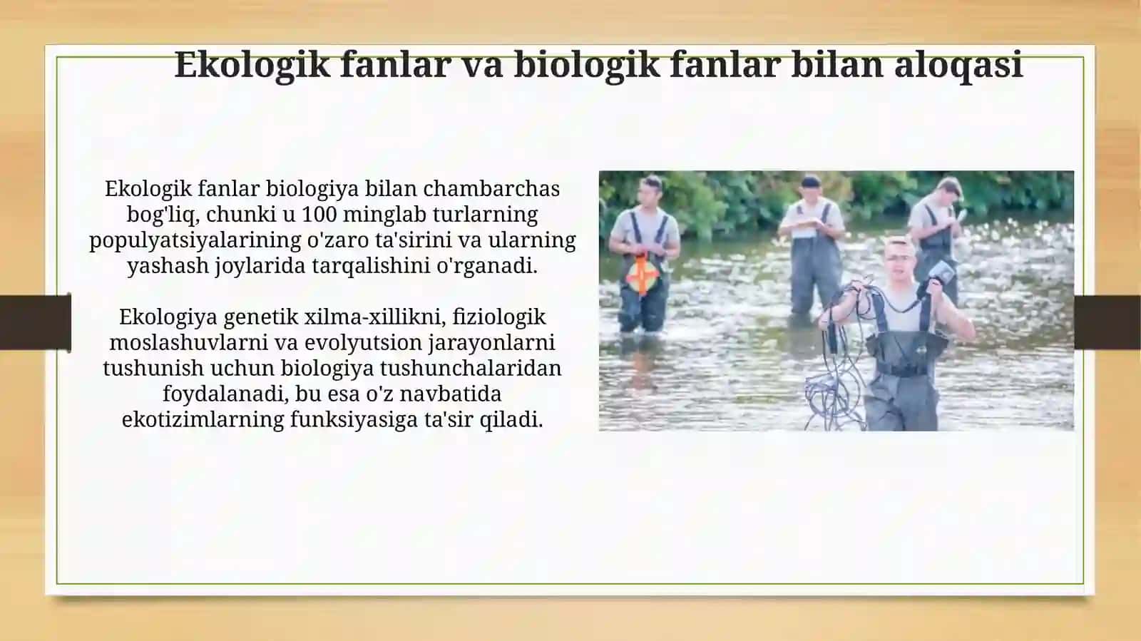 Ekologik ekspertiza fanining ekologik va biologik fanlarorasidagio'rni 4