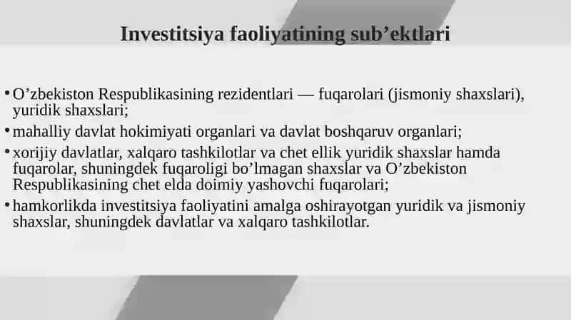 Investitsiya faoliyati va investitsiya siyosati 4