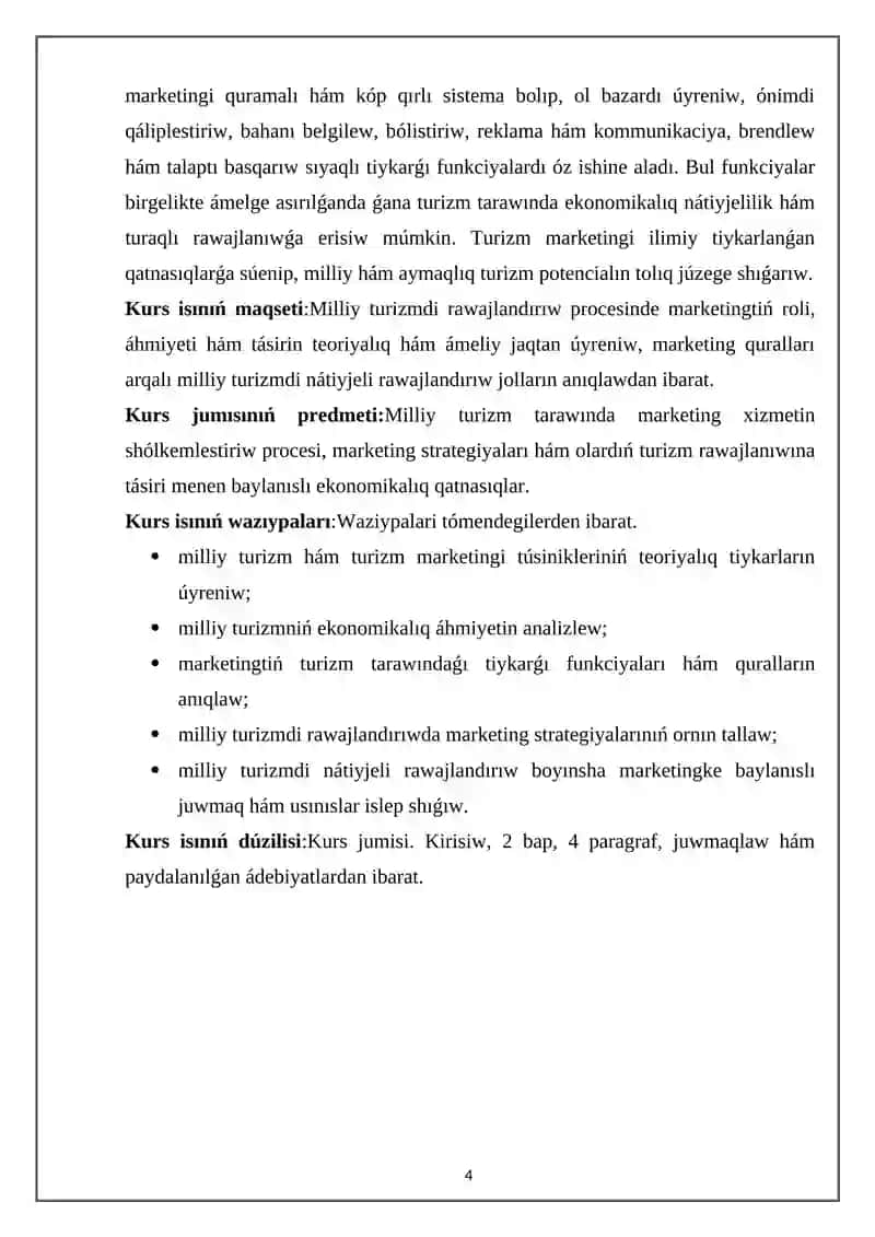 Milliy turizmdi rawajlandırıwda marketin'niń róli 4