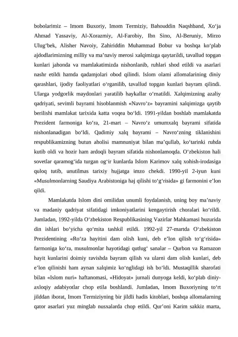 MUSTAQILLIK YILLARIDA O‘ZBEKISTONNING MA’NAVIY- MADANIY TARAQIYOTIVA TARAQQIYOTI 4