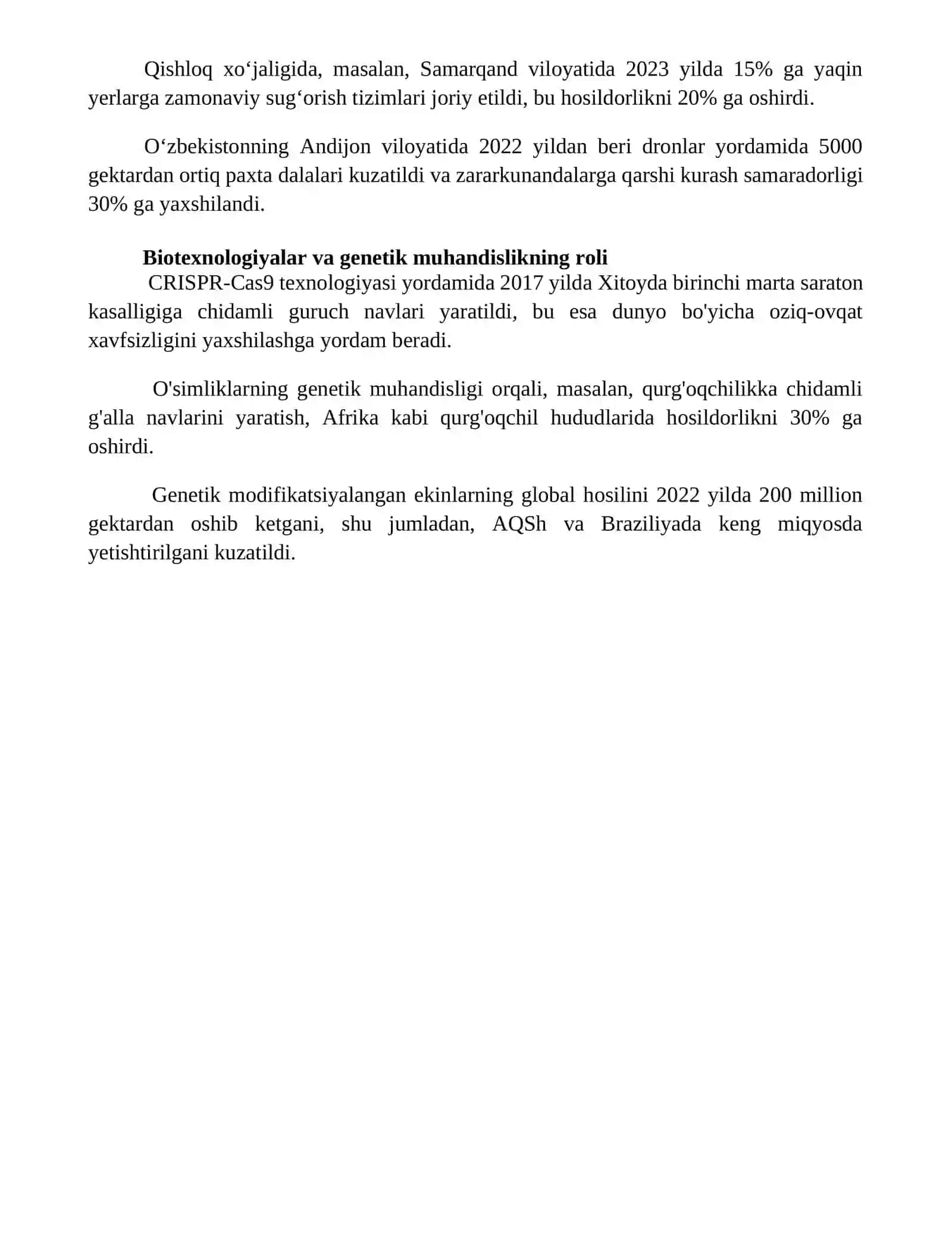 Qishloq xoʻjaligi va sanoat sohasidagi oʻzgarishlar 4