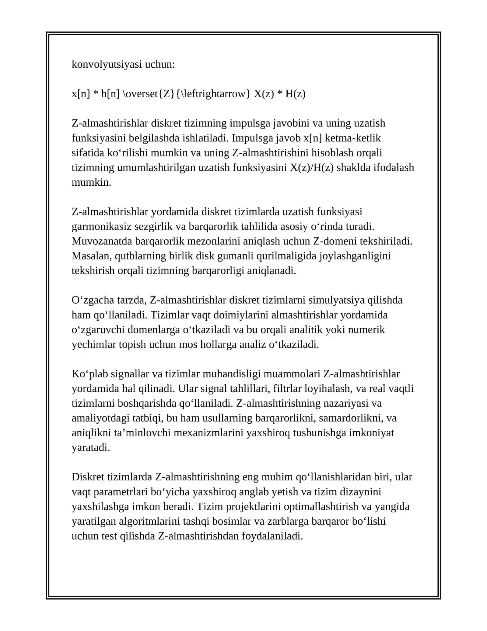 DISKRET TIZIMLARDA Z ALMASHTIRISHI QO'LLANILISHI 4