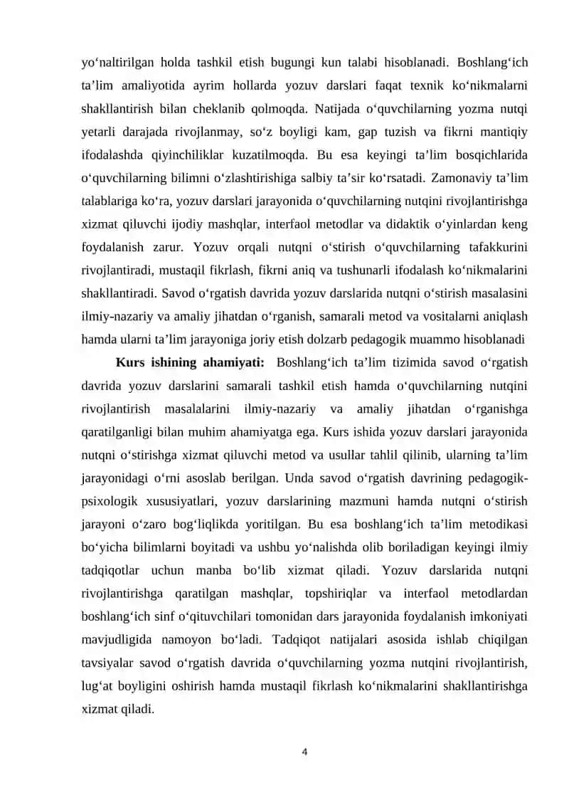 Savod o'rgatish davrida yozuv darslarida nutq o'stirish 4
