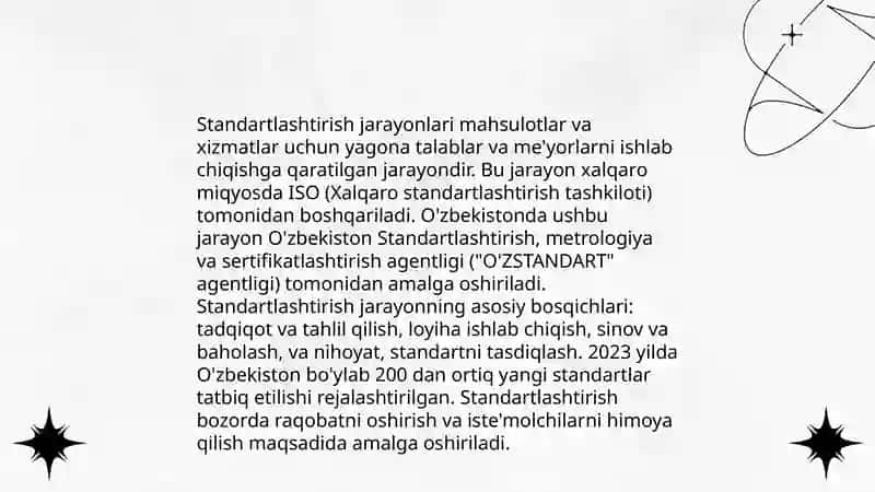Standartlashtirish bo’yicha ishlarni tashkil qilish 4