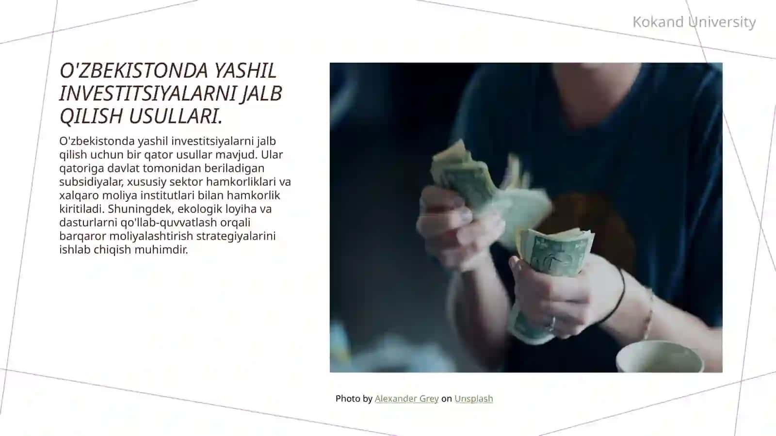 Yashil iqtisodiyotga o'tish jarayonini moliyalashtirish 4