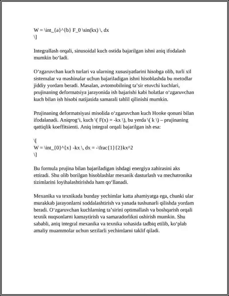 ANIQ INTEGRALNING MEXANIKA VA TEXNIKADA TADBIQLARI 4