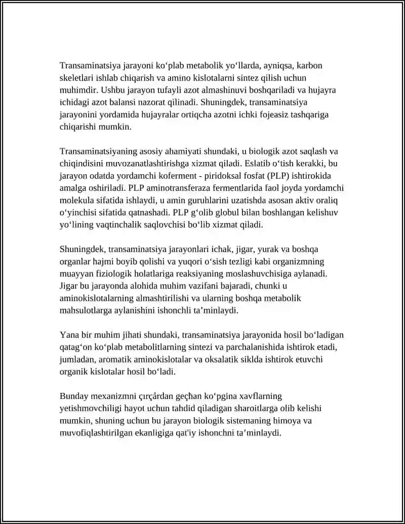 AZOTNI QAYTA ISHLASH: AMINOKISLOTALAR, NUKLEOTIDLAR 4