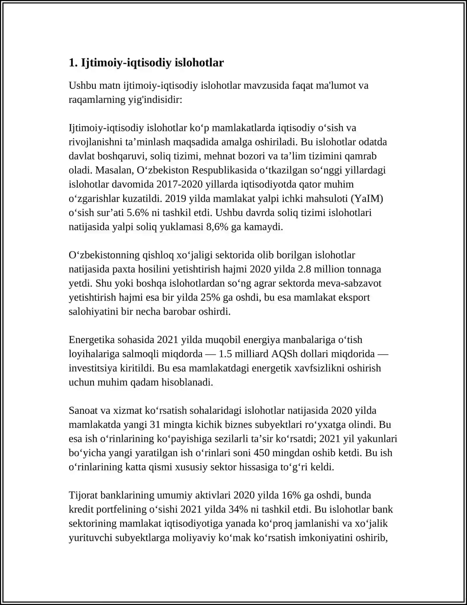 ÓZBEKISTON RESPUBLIKASI SHAVKAT MIRZIYOYEVNING OLIY MAJLIS MUROJATNOMASIDA BELGILNGAN USTUVOR VAZIFALAR BO'YICHA SIYOSIY TAHLILINI AMALGA OSHIRISH 4