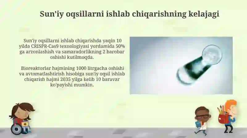 Sun'iy oqsil moddalarini ishlab chiqarilishi va kelgusidagi imkoniyatlar 4