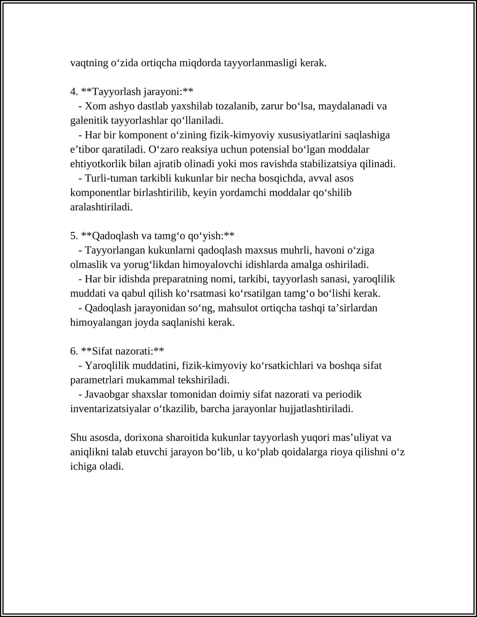 DORIXONA SHAROITIDA KUKUNLARNING TAYYORLASHNING ALOHIDA HOLLARI 4