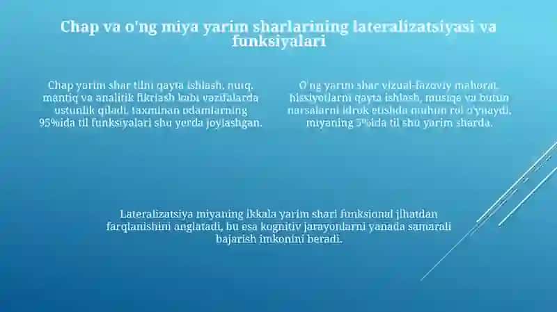 Miya yarim sharlarining funksional tafovutlari va ularni hisobga olishda pedagogning roli 4