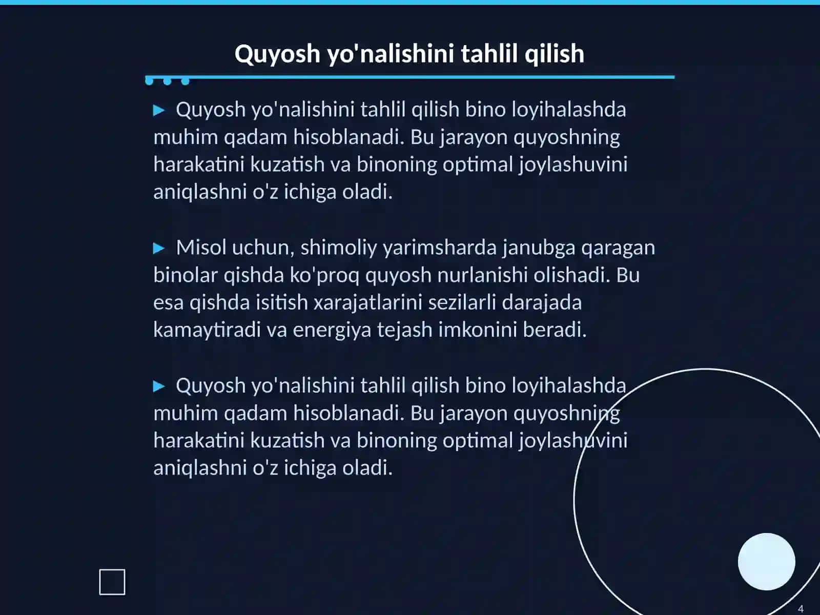 Quyoshning arxitektura uchun ahamiyati 4