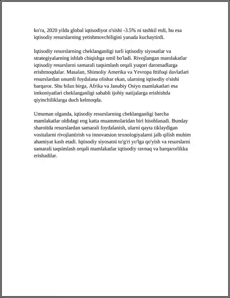 Iqtisodiy resurslarning cheklanganligi 4