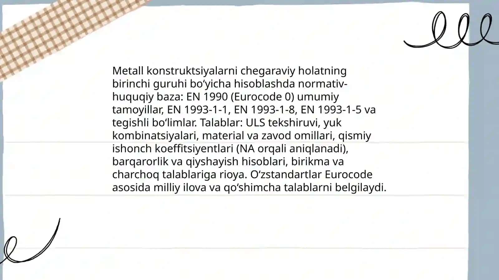 Metall konstruksiyalarini chegaraviy holatning birinchi guruhi bo'yicha hisoblash 4