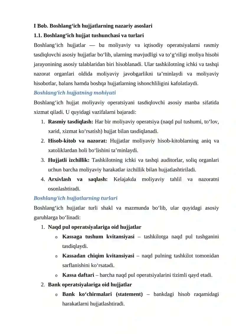 Moliya Hisobi Fanidan Boshlang‘ich Hujjatlarni Elektron Shaklda Tayyorlash 4