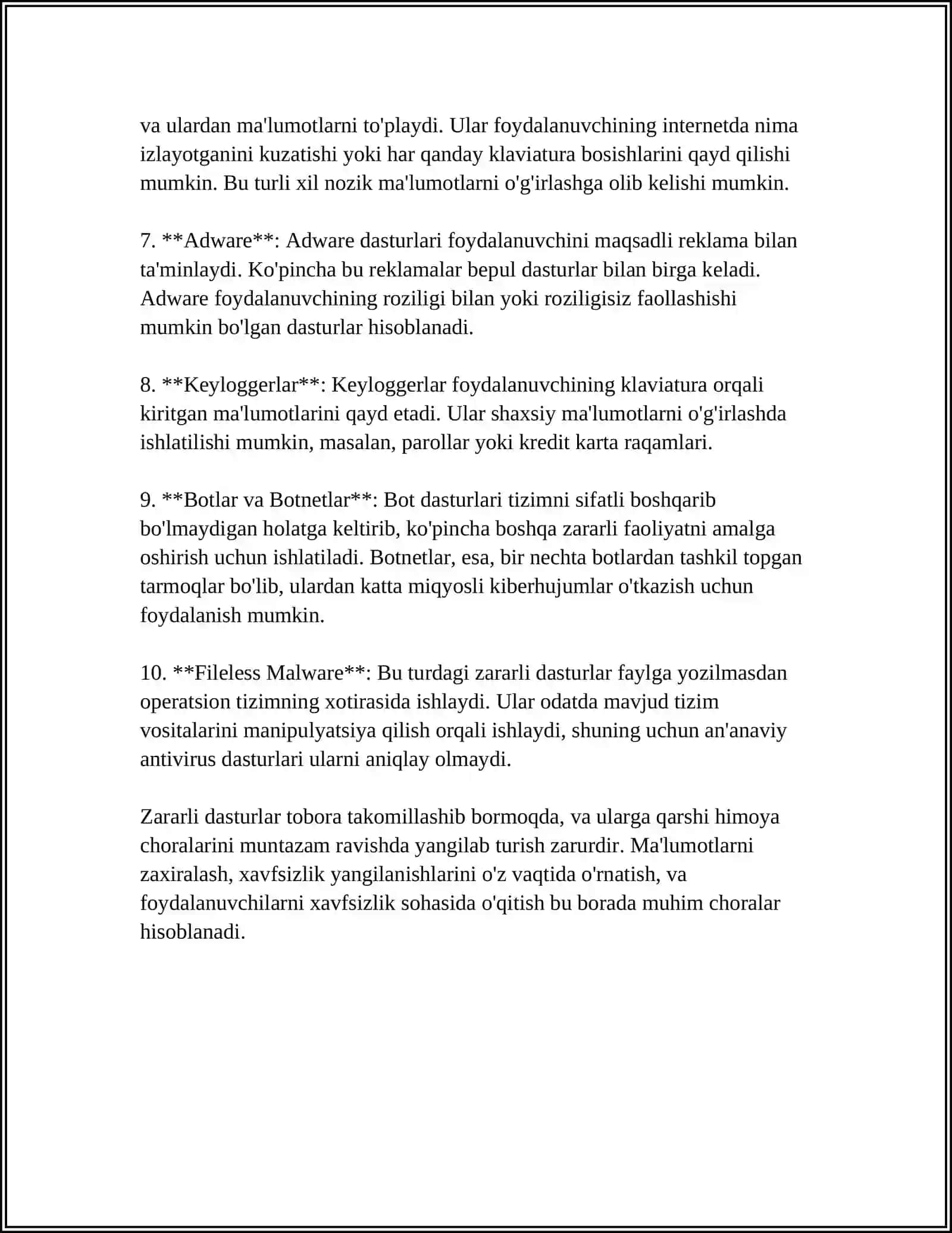 TARMOQDAGI ZARARLI DASTURLAR (MALWARE) VA ULARGA QARSHI KURASHISH USULLARI 4
