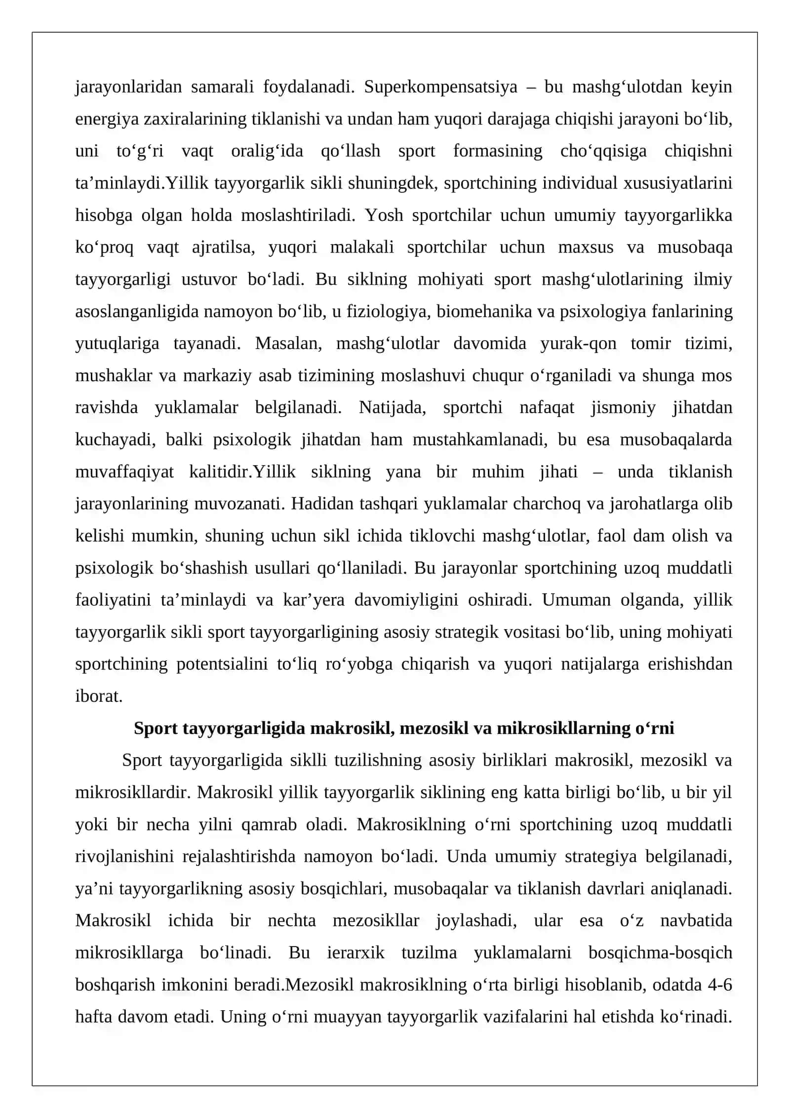 Yillik tayyorgarlik siklida mashg‘ulotni tashkil qilish tizimini modellashtirish 4