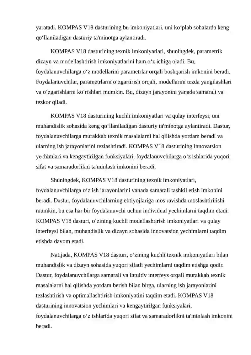 KOMPAS V18 dasturining texnik imkoniyatlari 4