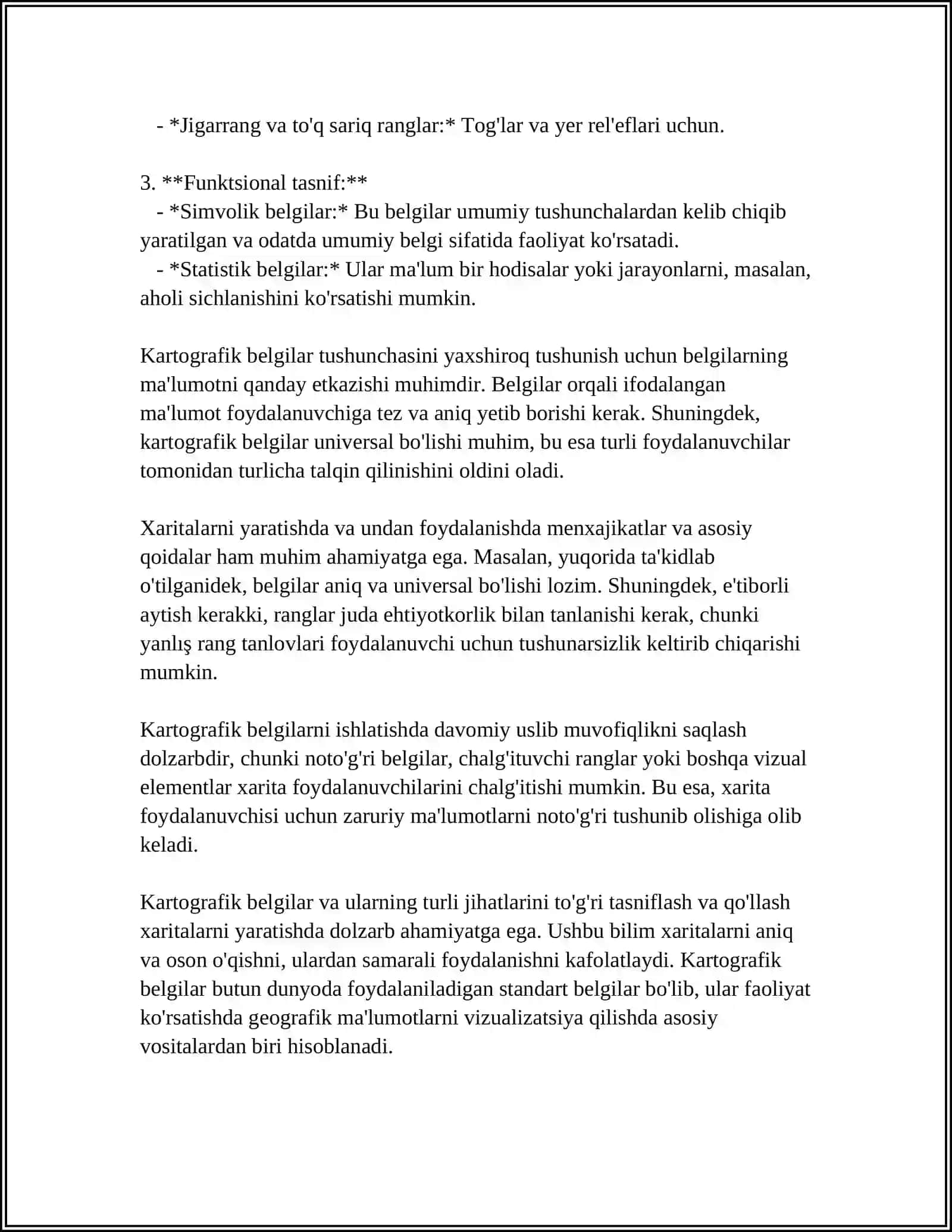 Kartografik Belgialar va Kartografik Tasvirlash Usullari 4