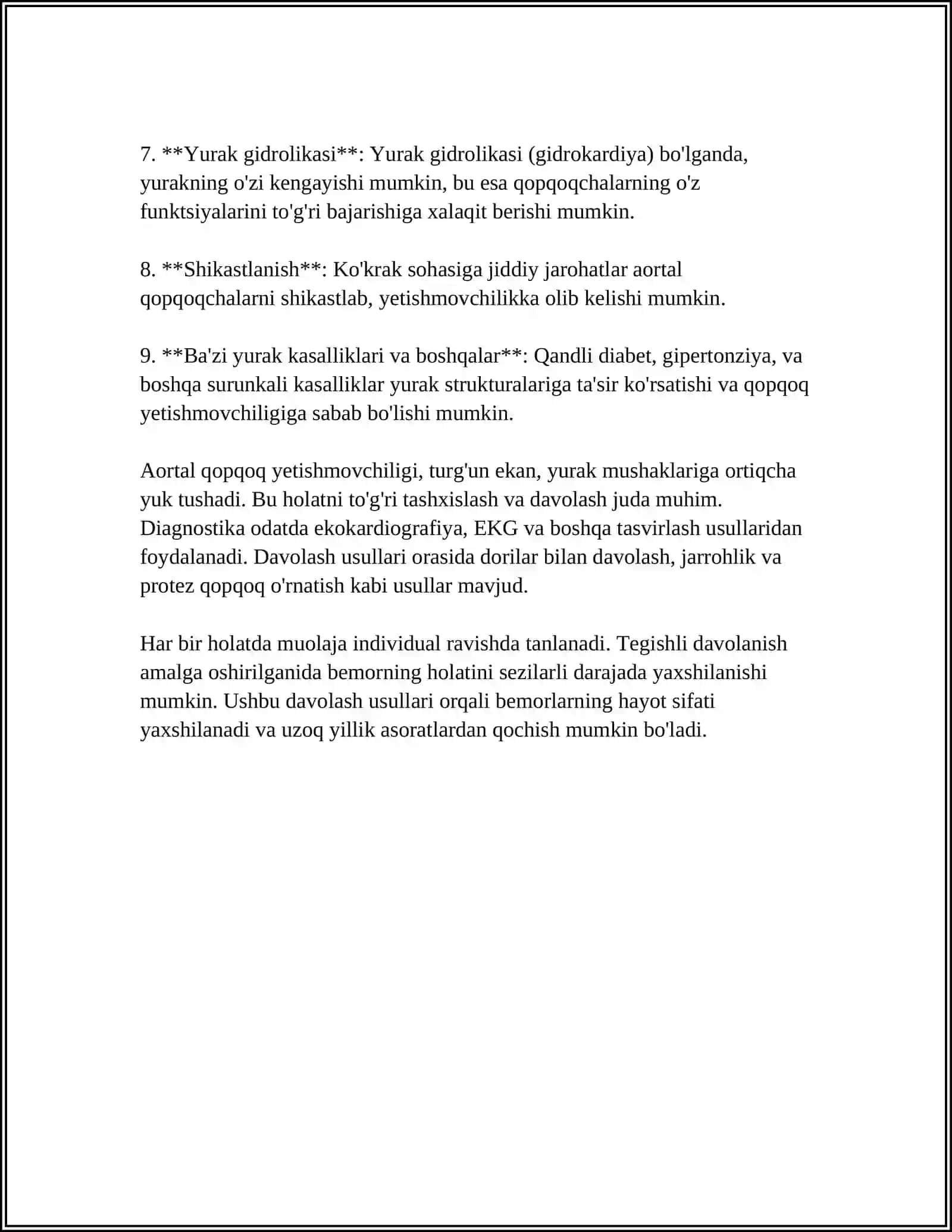 Aortal qopqoq yetishmovchiligi va aortal teshik torayishi 4