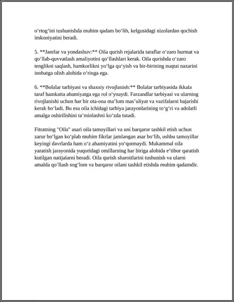 FITRATNING "OILA ASARI"DAGI OILA QURISH TARTIBLARI VA FARZAND TARBIYASI 4