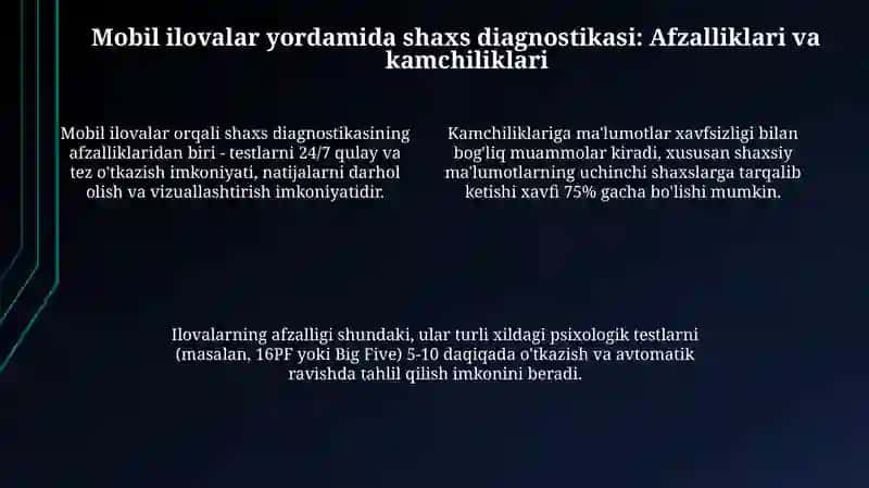 Psixologiyada shaxs diagnostikasida zamonaviy texnologiyalar va mobil ilovalardan foydalanish 4