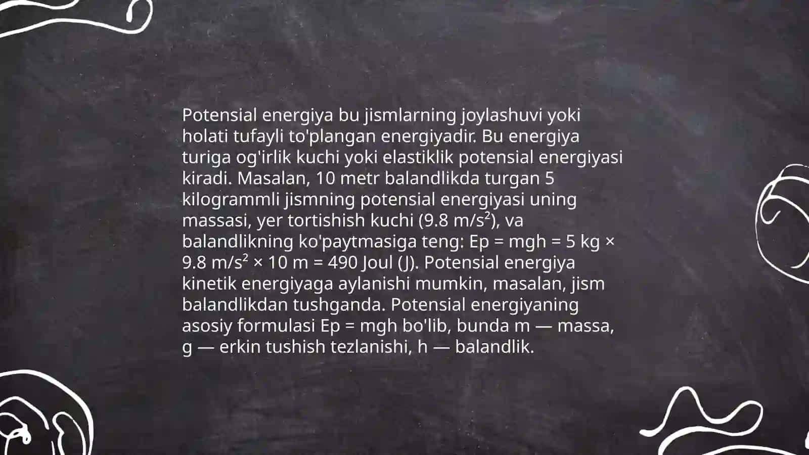 Mexanik energiya turlari 4